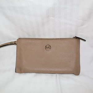 Michael Kors beige wristlet purse